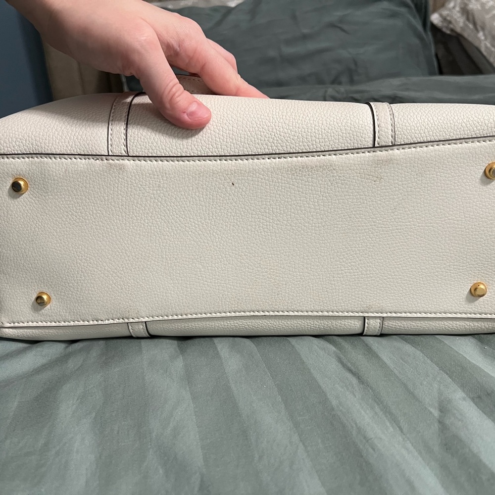 Tory Burch White and Tan Leather Tote - Picture 4 of 9